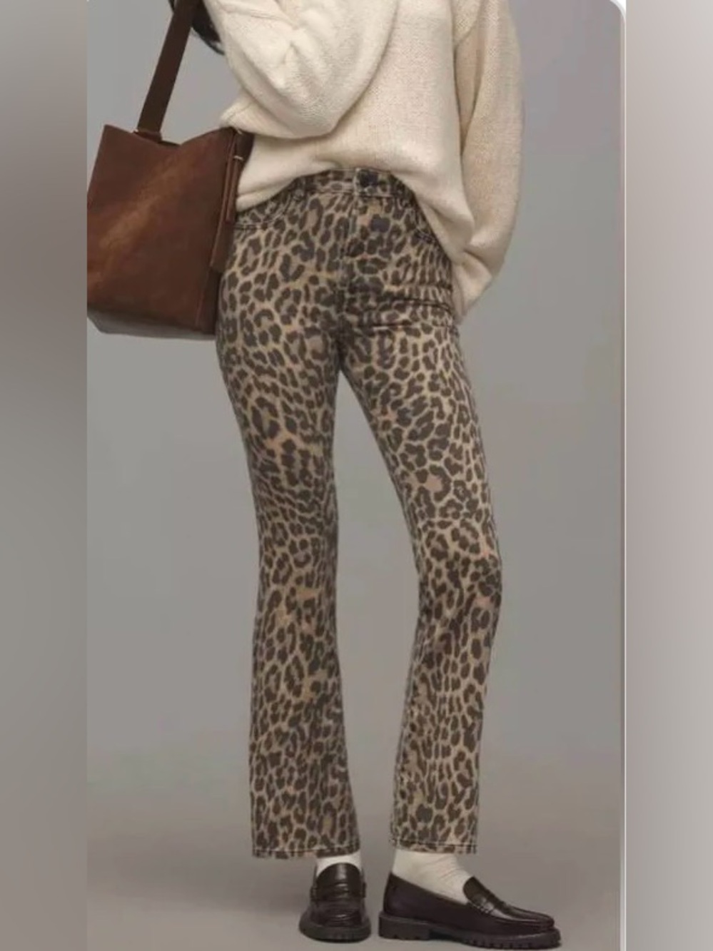 Good American High Rise Leopard Print Kick Flare Jeans - 8 / 29 Like New! - Picture 3 of 10
